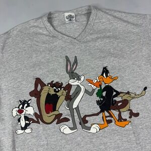 Vintage Acme Clothing Looney Tunes T-Shirt Mens One Size Gray 1991 V-Neck USA